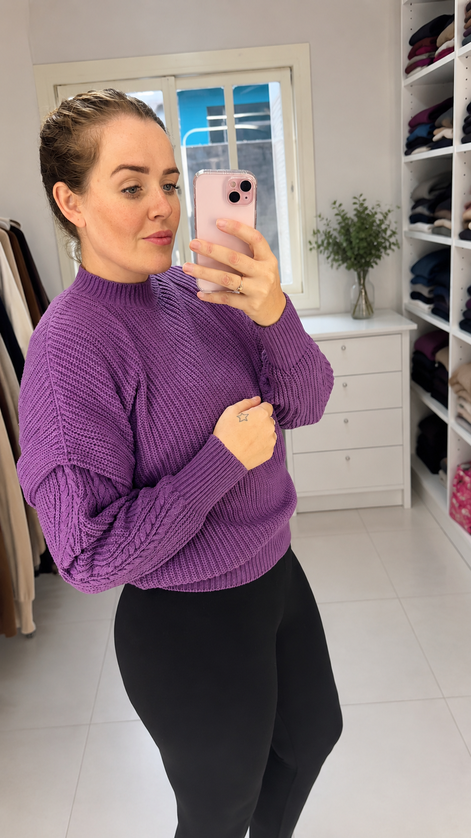 Blusa de Tricô Feminina Roxa Manga Longa | Delas House
