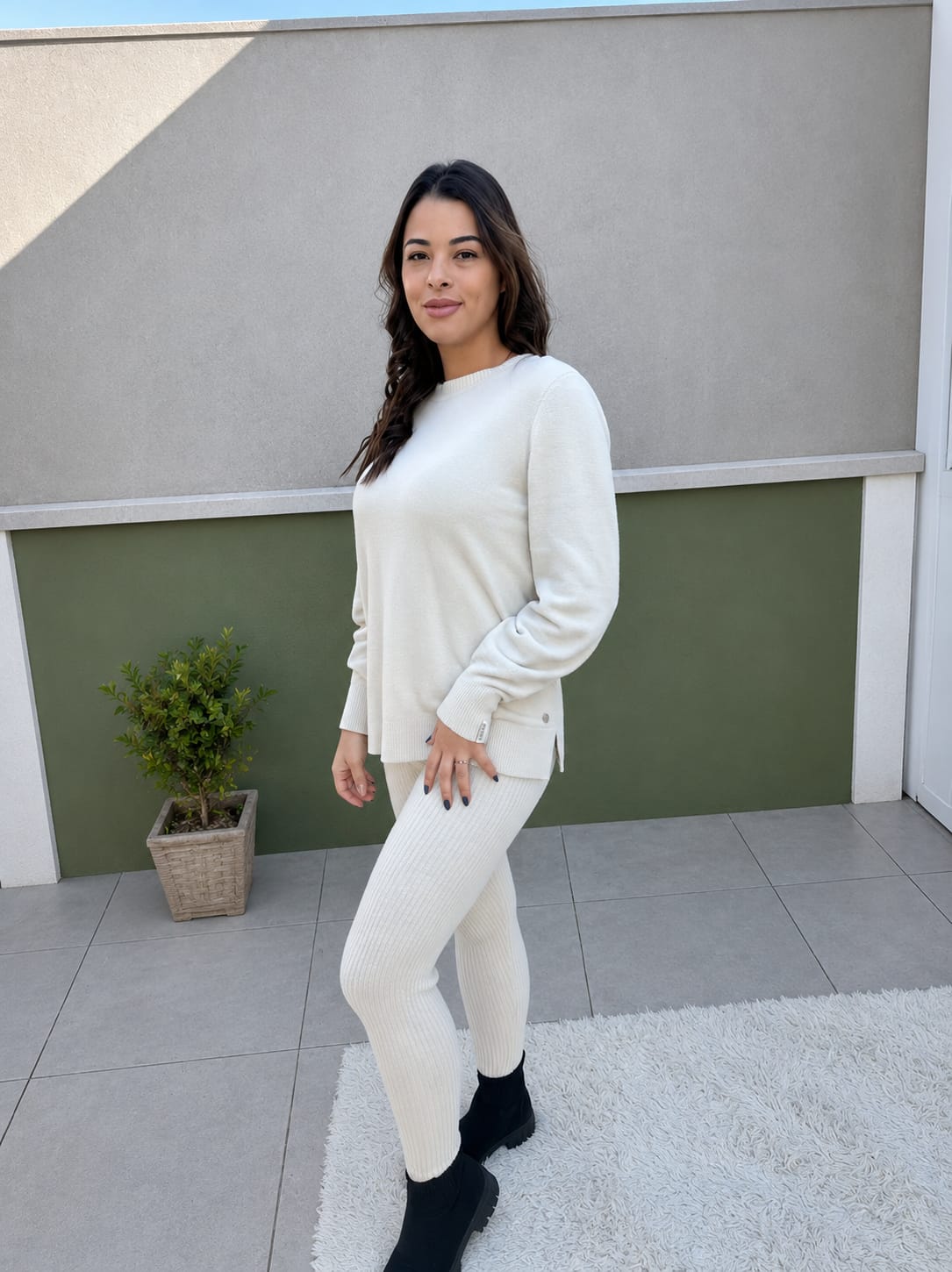 Fio pluma Blusa alongada e calça Biamar